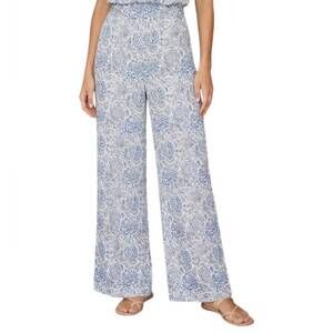 NEW ROSEWATER HOUSE raha high waisted wide leg silk pants in blue